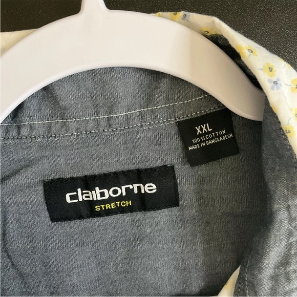 Claiborne White and Yellow Casual Button Down Shirt - Picture 11 of 16